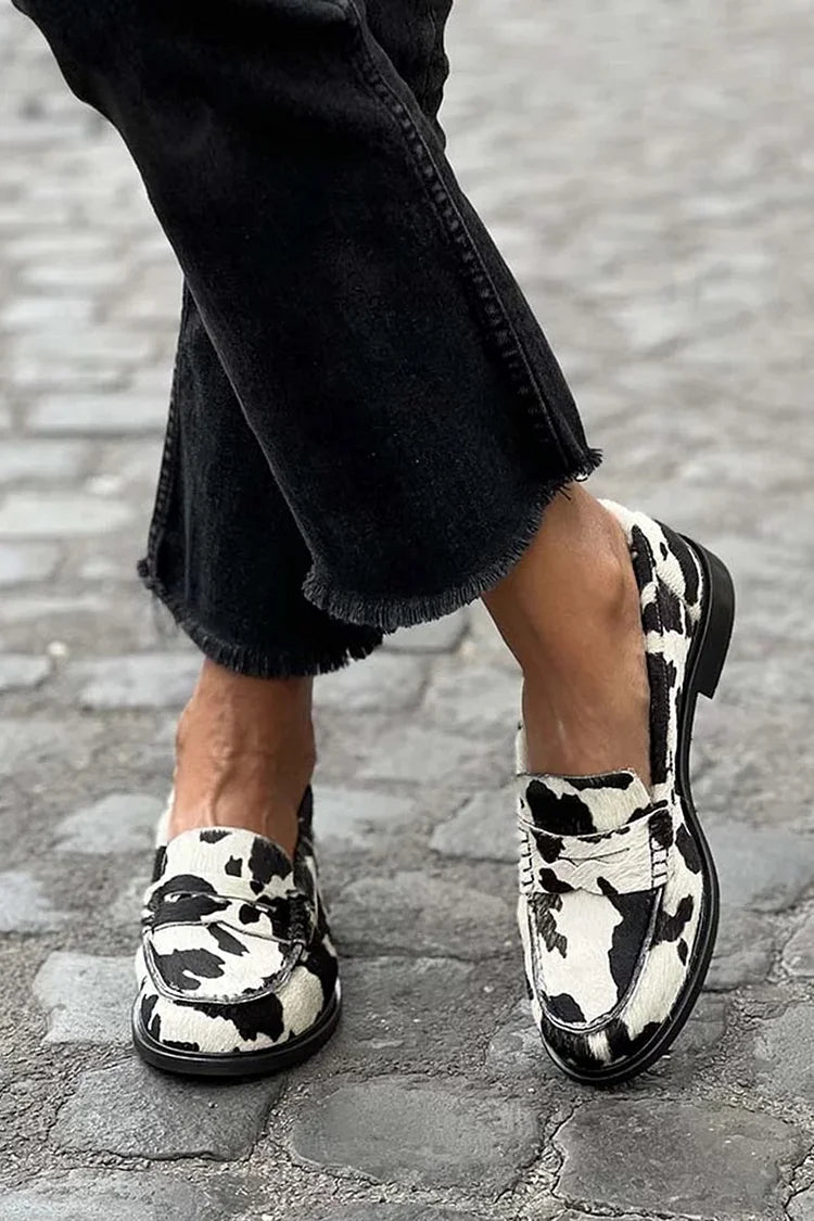 Kaelynna | Cow-Print Loafers