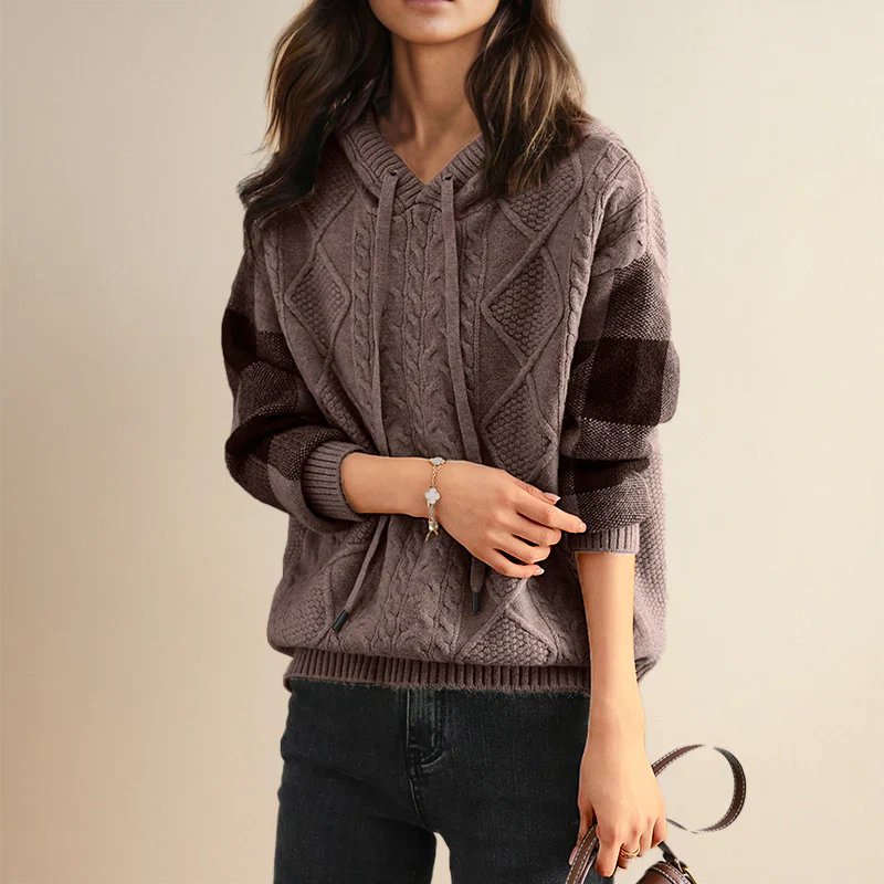 Emily | Cable Knit Hoodie Sweater
