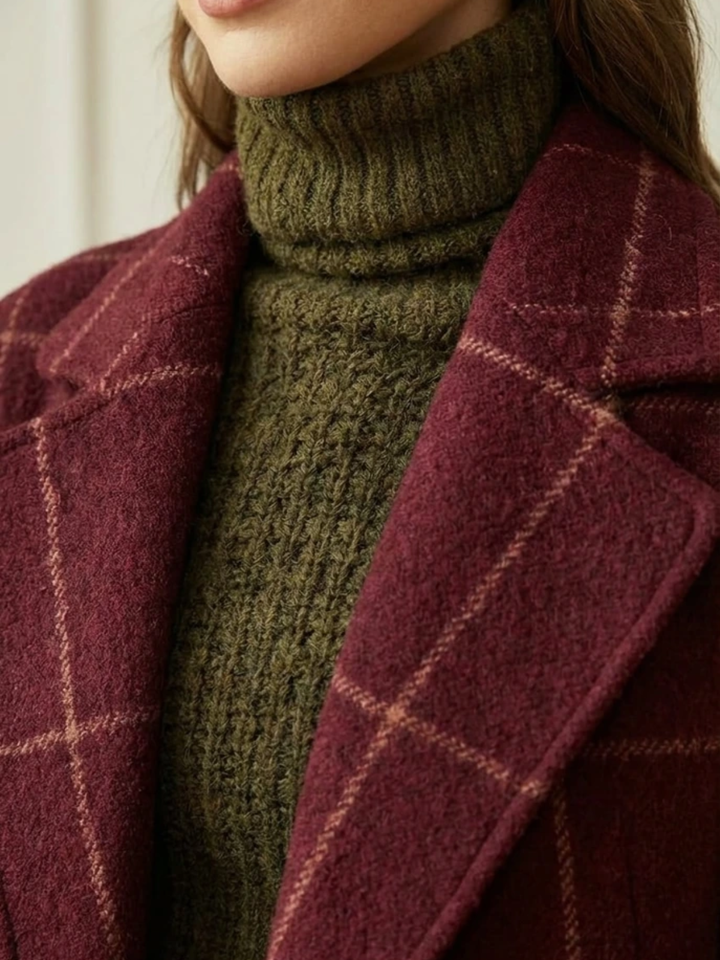 Arvae™ | Wool Check Long Coat