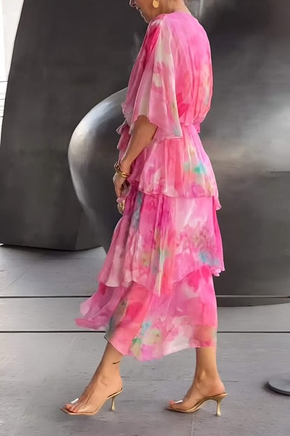 Nysa - Spring Floral Tiered Chiffon Dress
