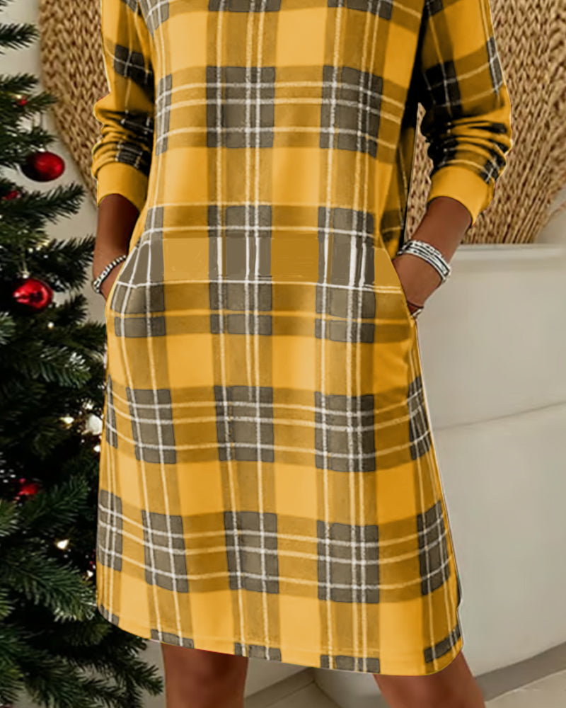 Dress Long Sleeve Checkered Sweatshirt