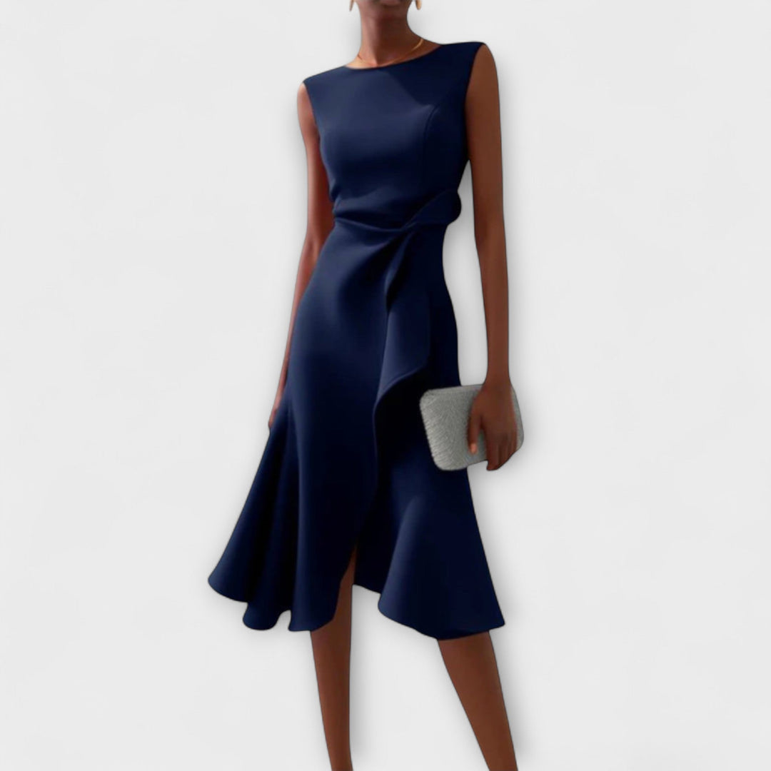 Juliette – Asymmetrical Draped Midi Dress