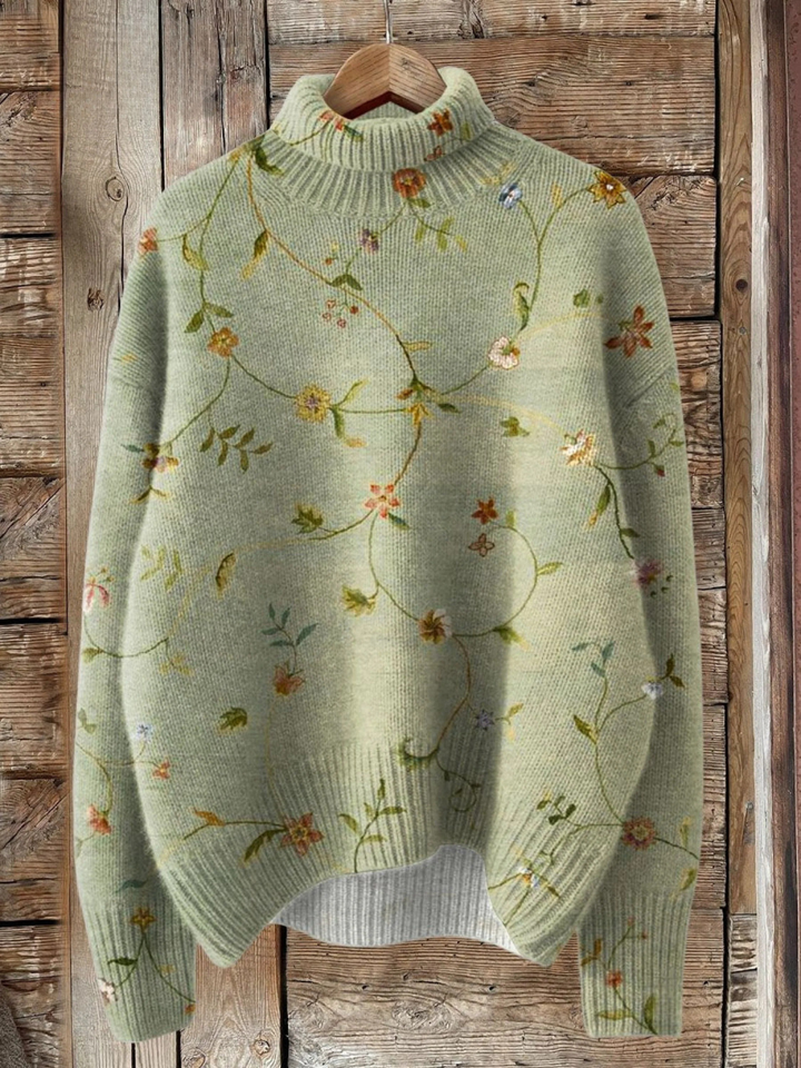 Celeste™ | Vintage Floral Turtleneck