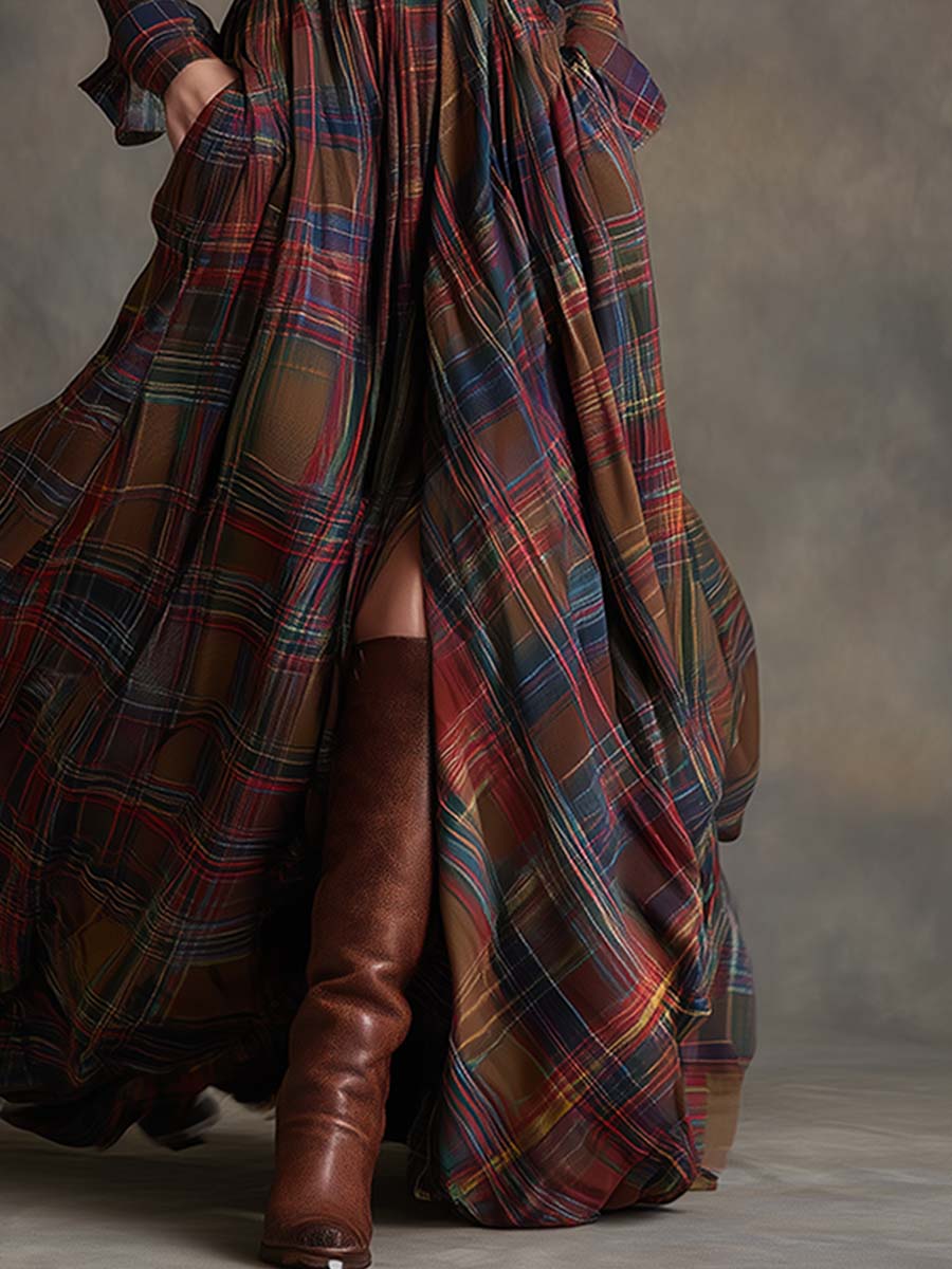 Harper™ | Maxi Checked Shirt Dress
