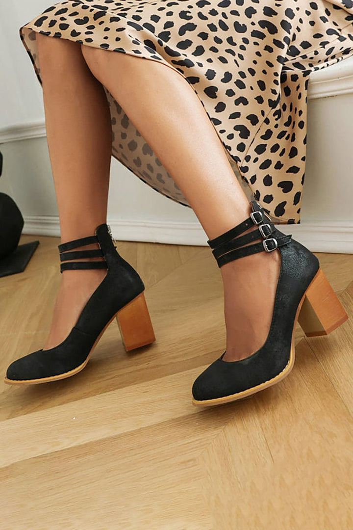 Vaesin | Triple Buckle Heels