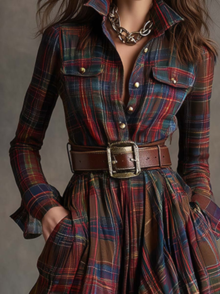 Harper™ | Maxi Checked Shirt Dress