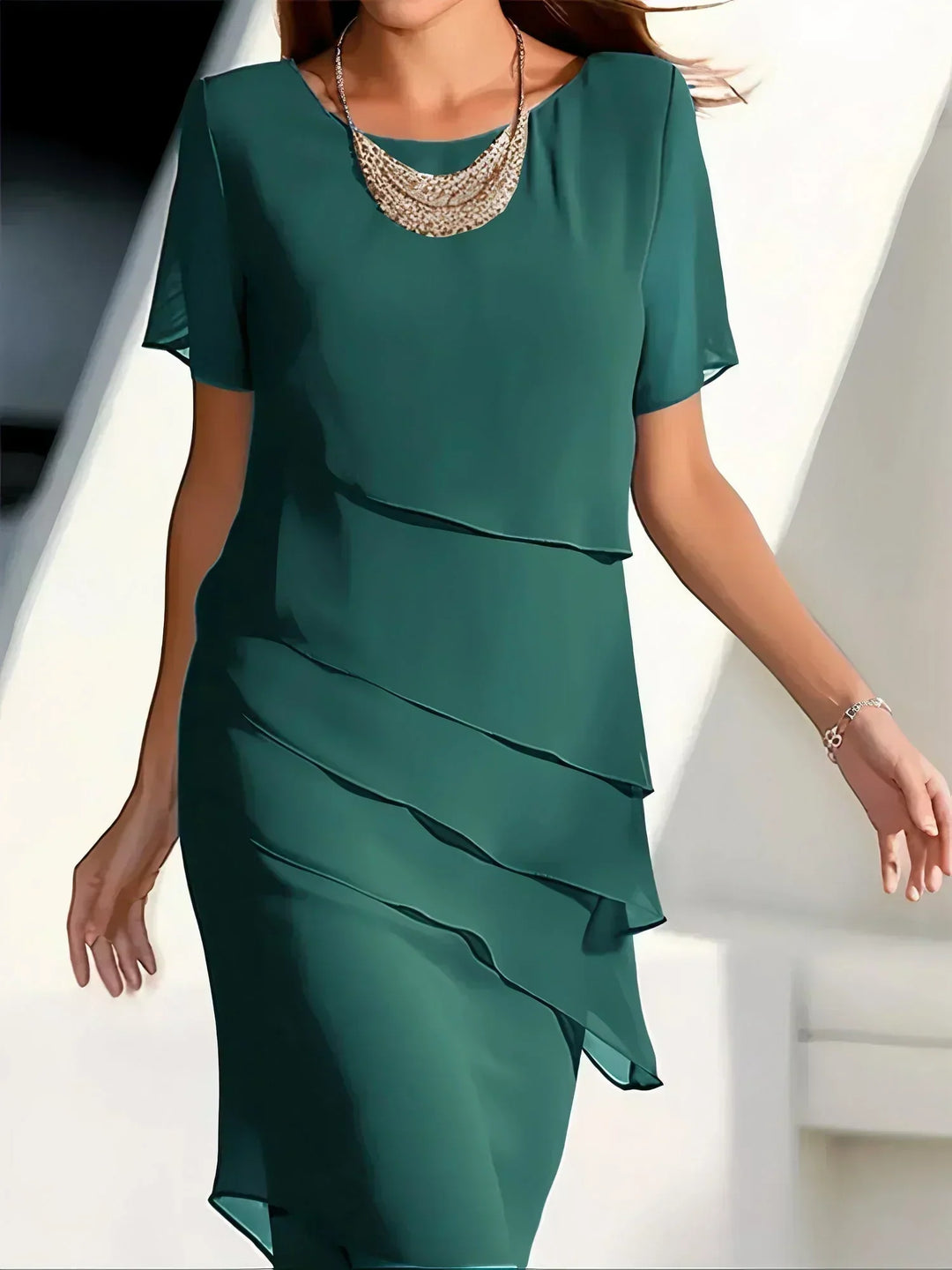 Patricia | Layered Elegance Midi Dress