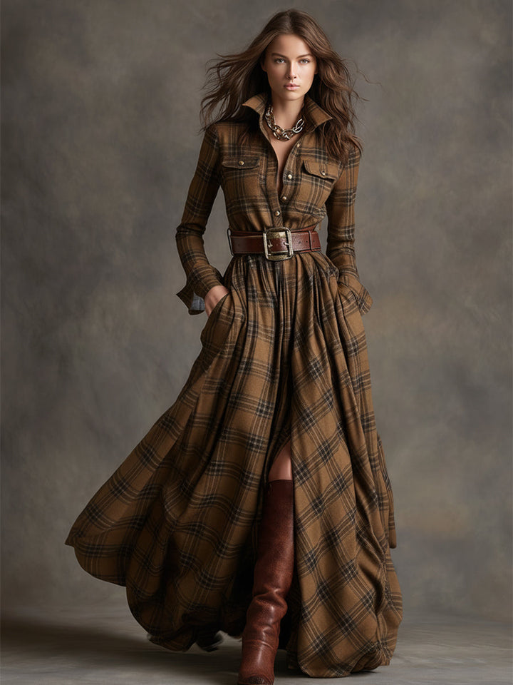 Harper™ | Maxi Checked Shirt Dress