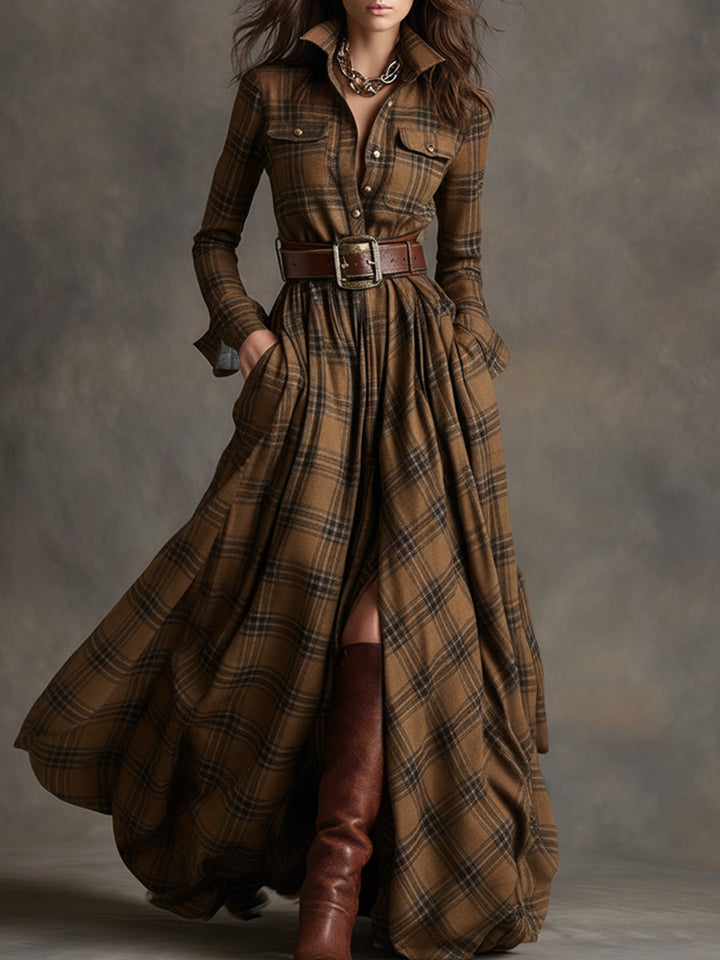 Harper™ | Maxi Checked Shirt Dress