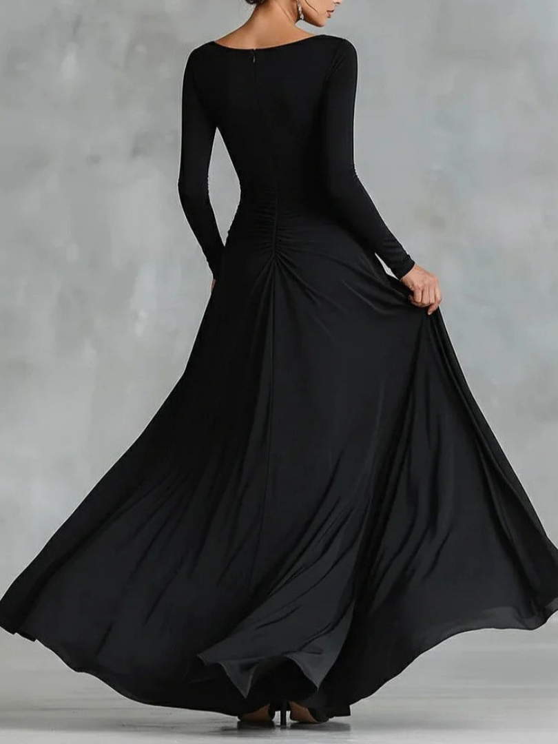 VALERIA – Ruched Boat-Neck Maxi Dress