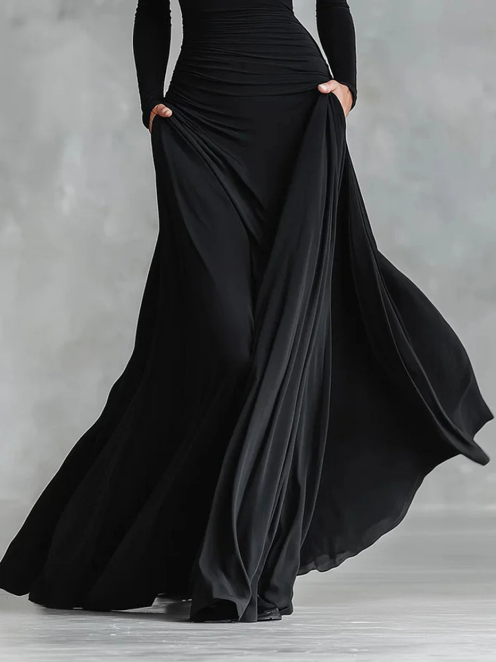 VALERIA – Ruched Boat-Neck Maxi Dress