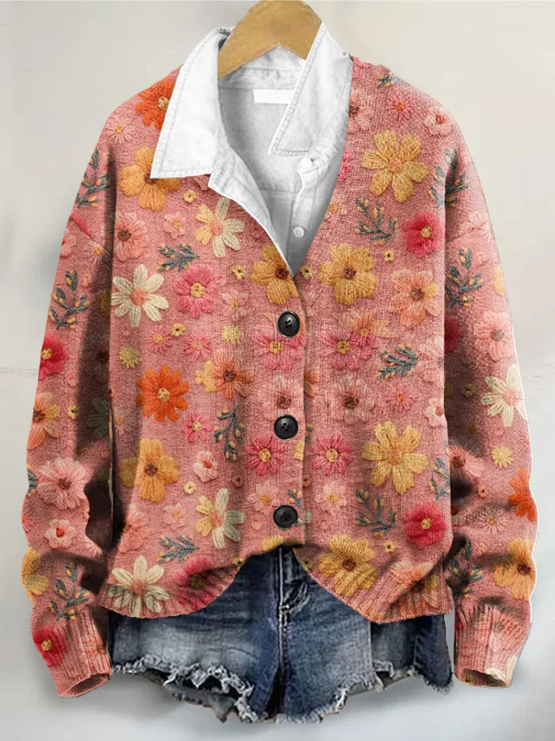Rosa – Elegant Patterned Knit Blouse