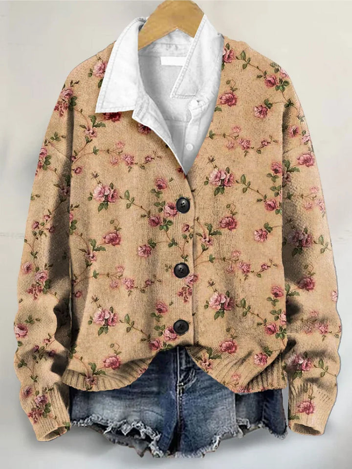Rosa – Elegant Patterned Knit Blouse
