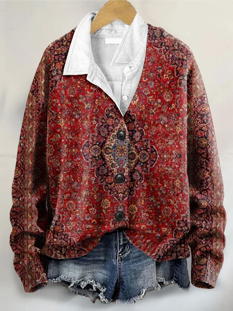 Rosa – Elegant Patterned Knit Blouse