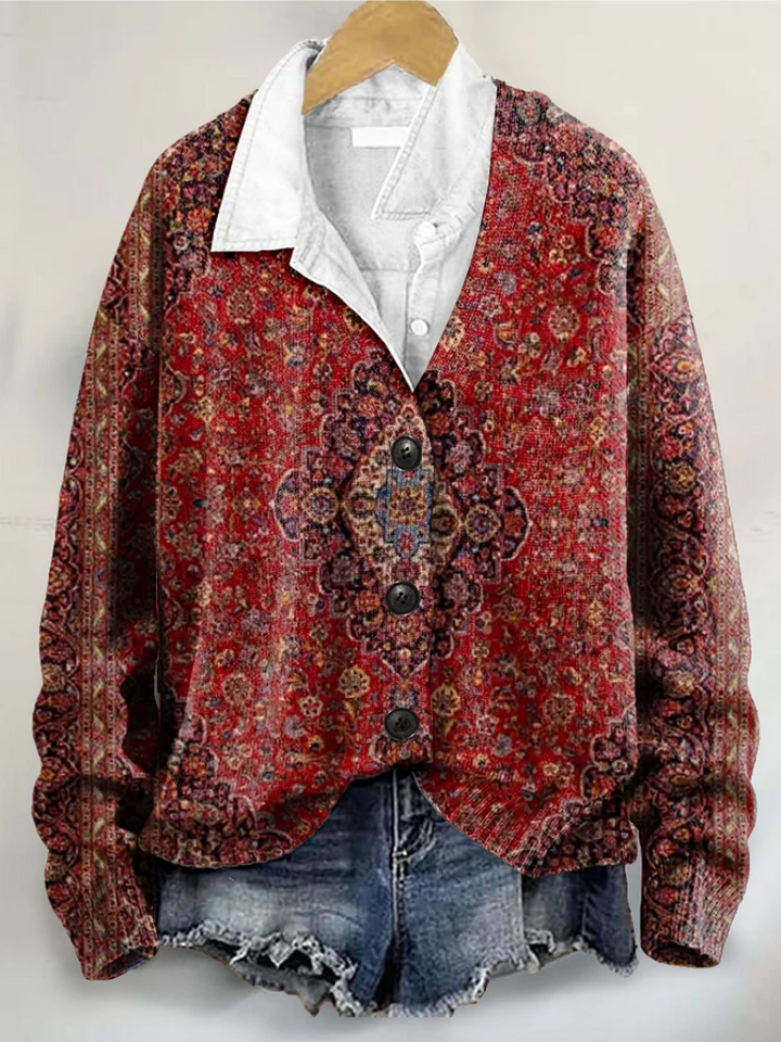 Rosa – Elegant Patterned Knit Blouse