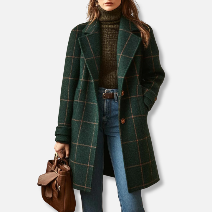 Arvae™ | Wool Check Long Coat