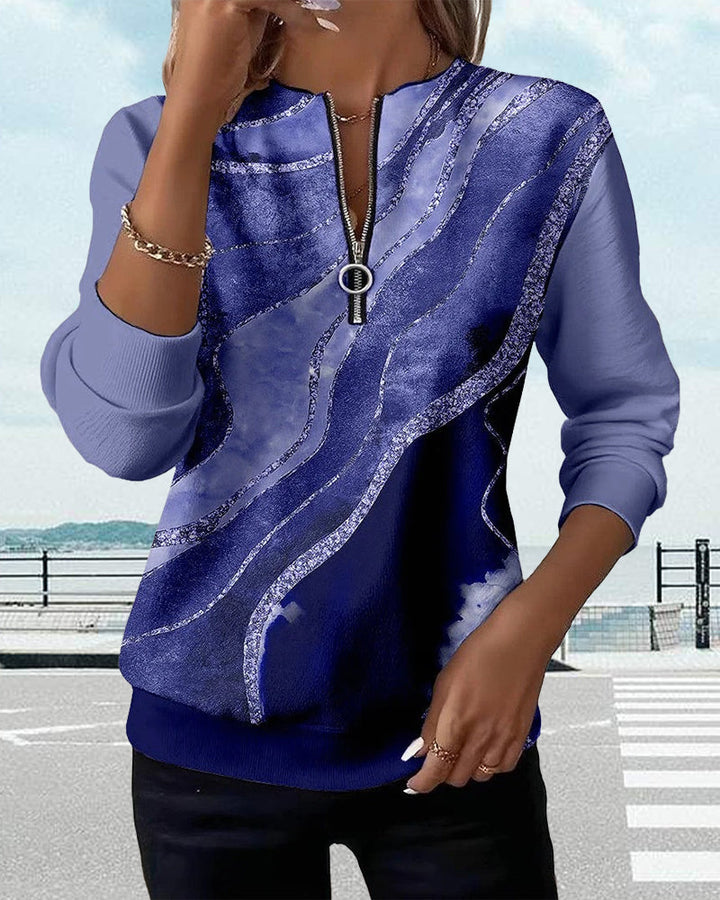 Victoria | Half-Zip Sweatshirt With Vintage Print