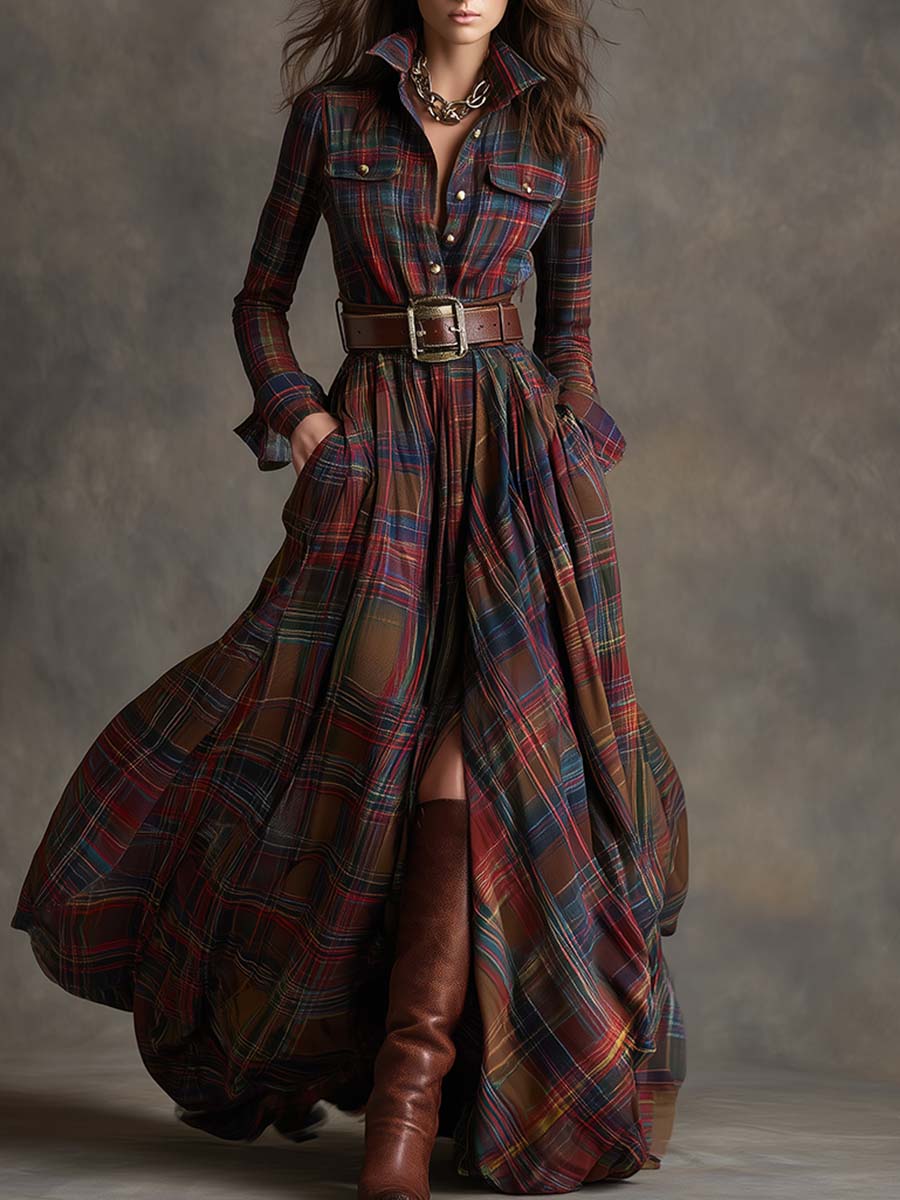 Harper™ | Maxi Checked Shirt Dress