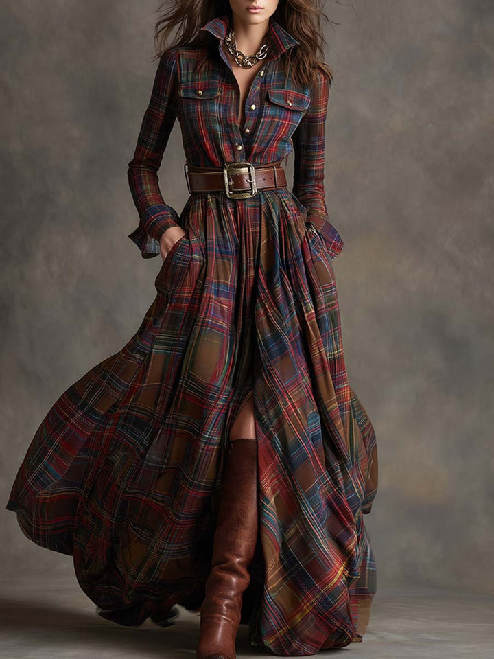 Harper™ | Maxi Checked Shirt Dress