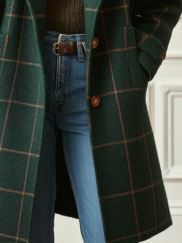 Kaitlyn™ | Retro Lapel Plaid Tweed Coat